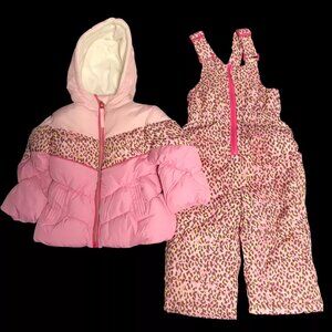 Wippette Baby/Infant Girls Snow Suit 12M Puffer Jacket & Insulated Jumpsuit Pink